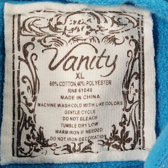 🔺️Vanity Blue Mustangs Vneck Hoodie Sweatshirt XLarge - Picture 6 of 7